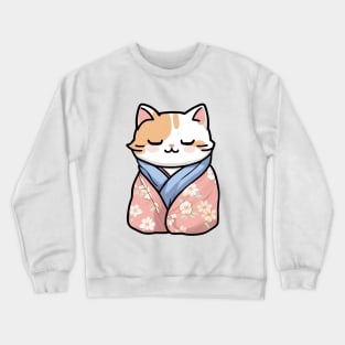 Cute cat in a cosy kimono Crewneck Sweatshirt